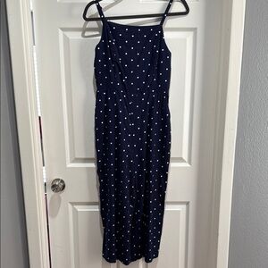 Old Navy Polkadot Blue and white Spaghetti Strap Jumpsuit Midi